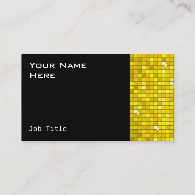 Disco Tiles yellow business card side black (Front)