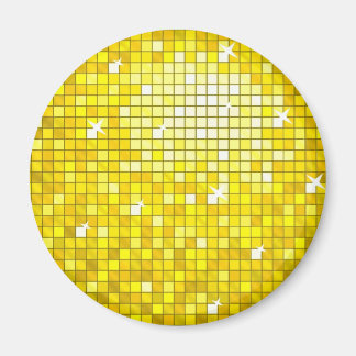 Disco Tiles Yellow fridge magnet round