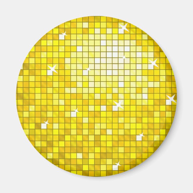 Disco Tiles Yellow fridge magnet round (Front)