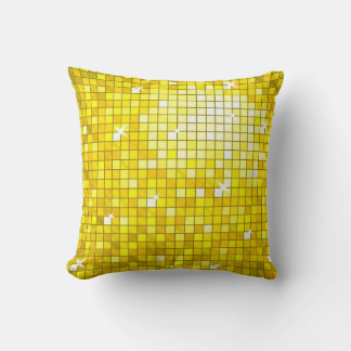 Disco Tiles Yellow throw pillow square