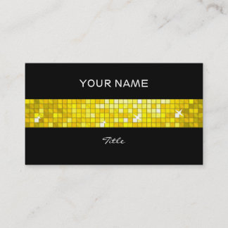 Disco Tiles Yellow tile stripe black back Business Card