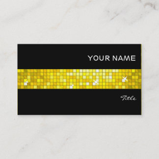 Disco Tiles Yellow tile stripe black Business Card