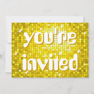 Disco Tiles Yellow 'you're invited' amelia text Invitation