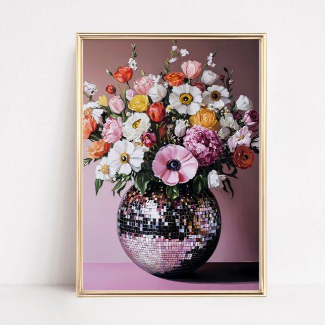 Disco Vase with Flowers Poster (Creator Uploaded)