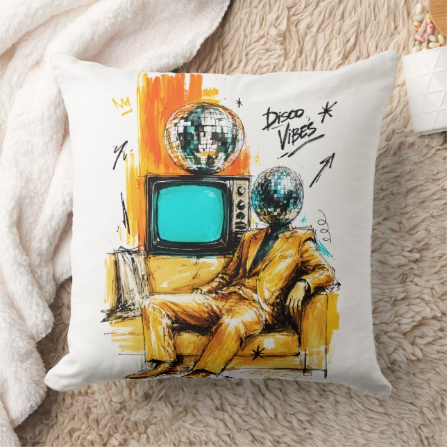Disco Vibes Retro 80s Disco Ball Art Cushion (Blanket)