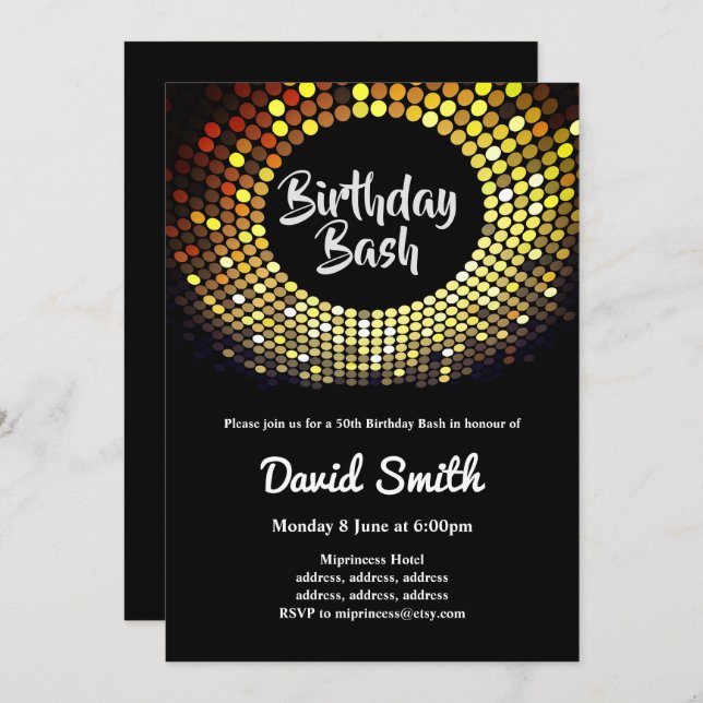 disco, vintage, dance birthday bash invitation (Front/Back)