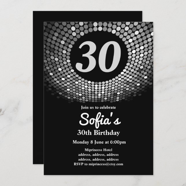 disco, vintage, dance birthday party invitation (Front/Back)