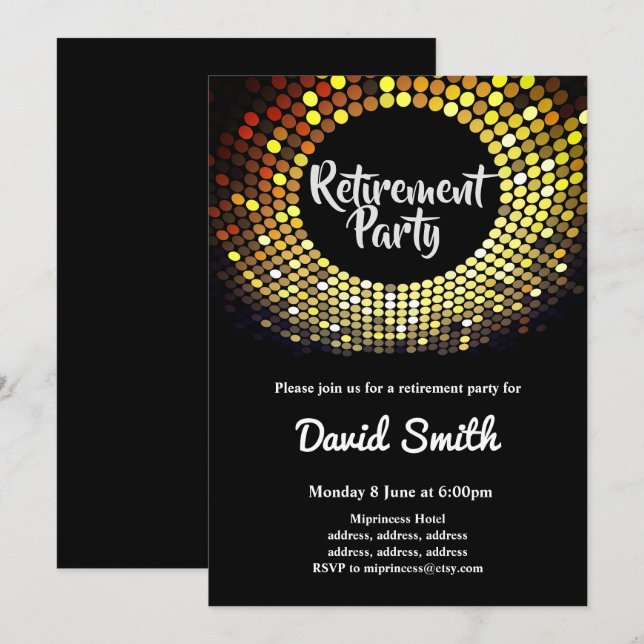 disco, vintage, dance retirement party invite (Front/Back)
