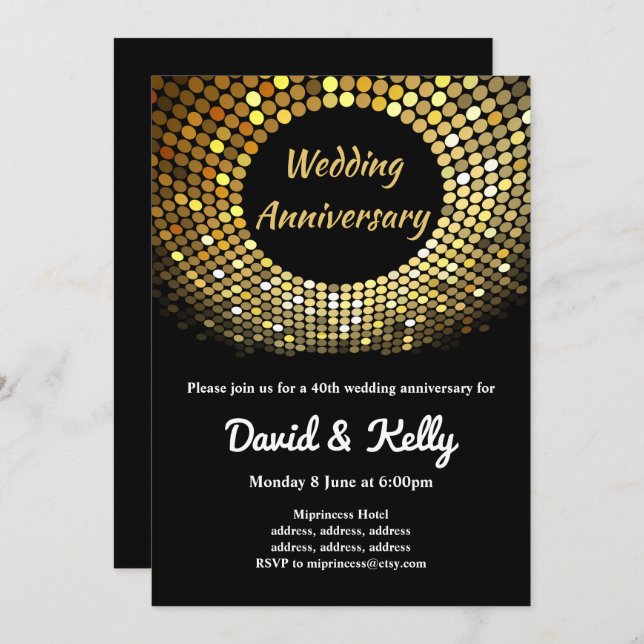 disco, vintage, dance wedding, anniversary invite (Front/Back)