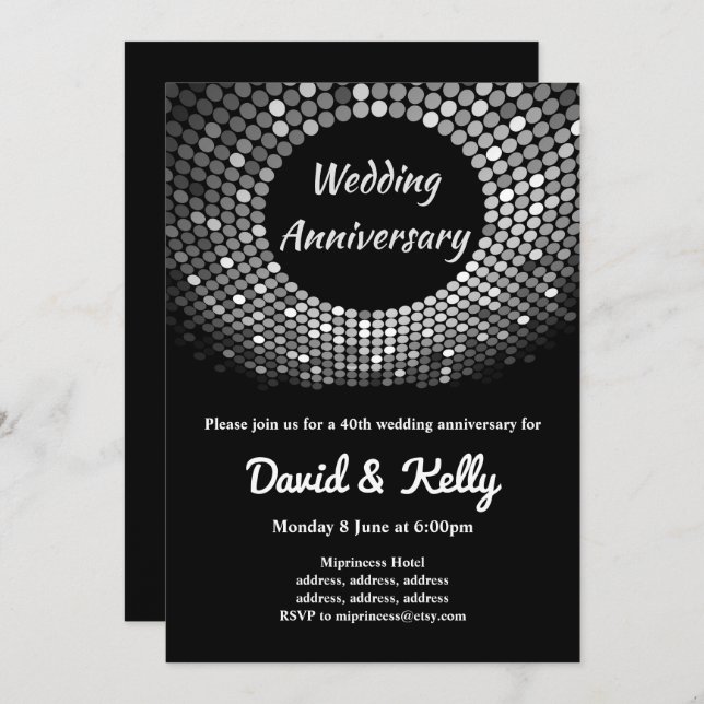 disco, vintage, dance wedding, anniversary invite (Front/Back)