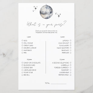 Disco What Is In Your Purse Bridal Shower Game