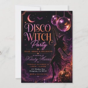 Disco Witch Shake Shimmy Birthday Party Invitation