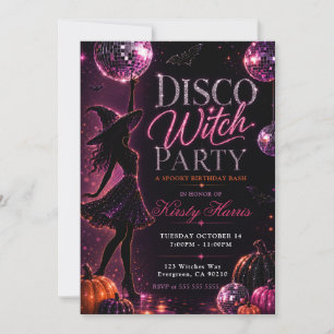 Disco Witch Spooky Birthday Bash Invitation