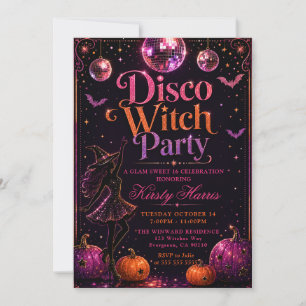 Disco Witch Sweet 16 Party Invitation