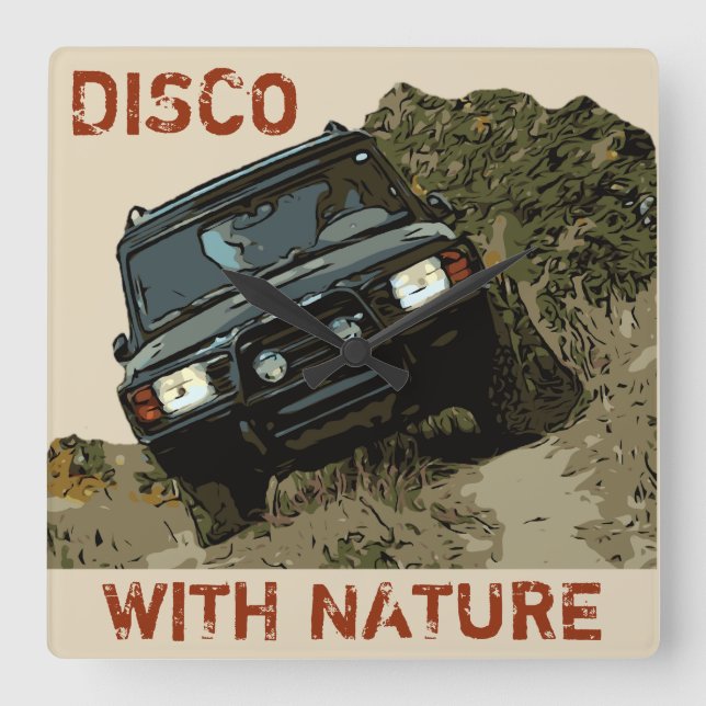 DISCO WITH NATURE SQUARE WALL CLOCK (Front)