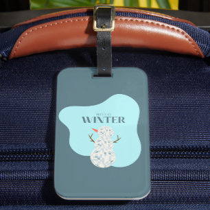Discoball Snowman Luggage Tag