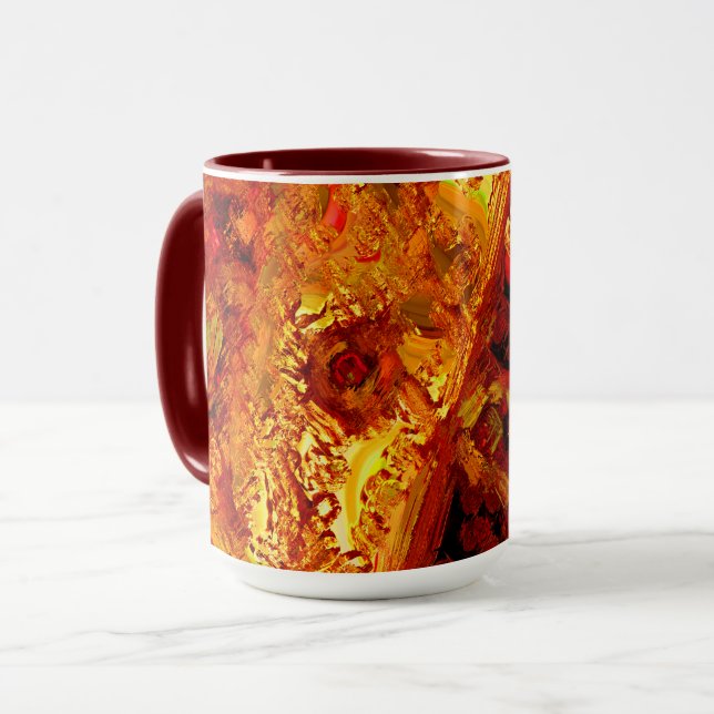 Discoloured to reddish orange carnival mask mug (Front Left)