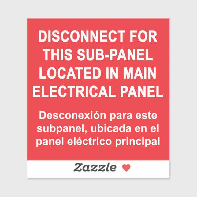 Disconnect For Sub-Panel Located In Main Panel (Sheet)