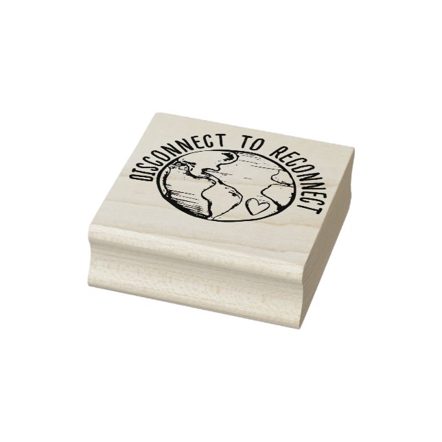 Disconnect to reconnect earth day nature lover rubber stamp (Stamp)