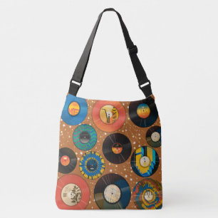 Discos de acetato, pattern, music, style, crossbody bag