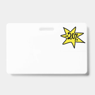 Discount 20%. Promotion, bonus, business, price    ID Badge