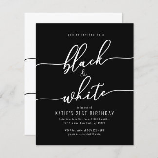 Discount Adult, Black and White Party Invitations