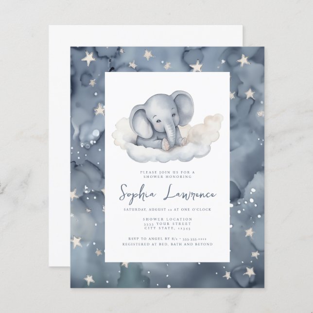 Discount Baby Elephant Baby Shower Invitation (Front/Back)