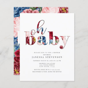 Discount Blue and Red Floral, Baby Shower