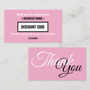 Discount Code Card, Thank You For Your  Business Card