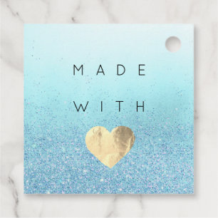 Discount Code Logo Gold Heart Kraft Thank Blue Favour Tags