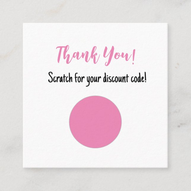 Discount Code Scratch Off Thank You Card (Front)
