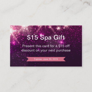 Discount Coupon Loyalty Card Pink Glitter Sparkles