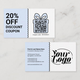 Discount Coupon QR Code blue Marketing Business Card