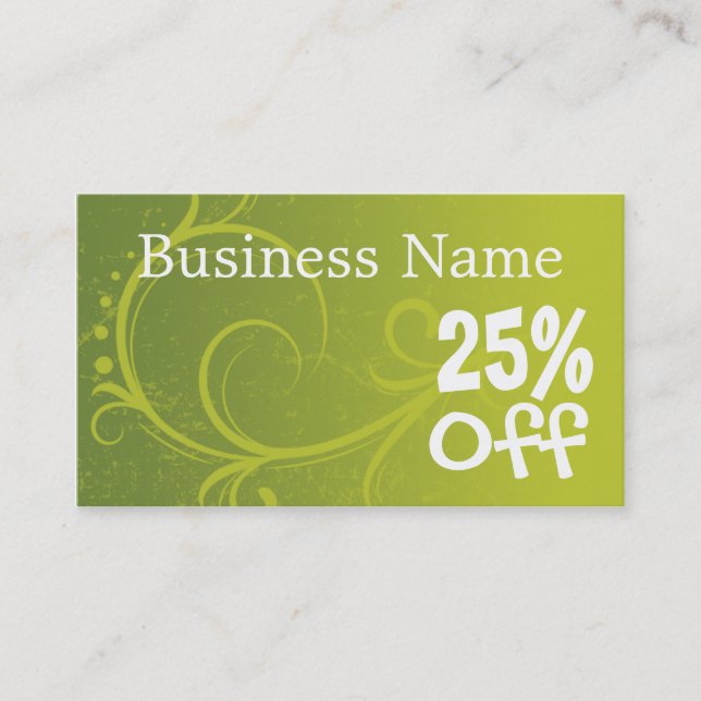 Discount Coupon Retail Template Business Cards (Front)