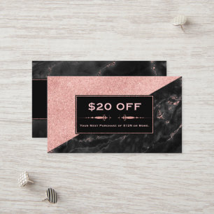 Discount Coupon Rose Gold Marble Beauty Salon