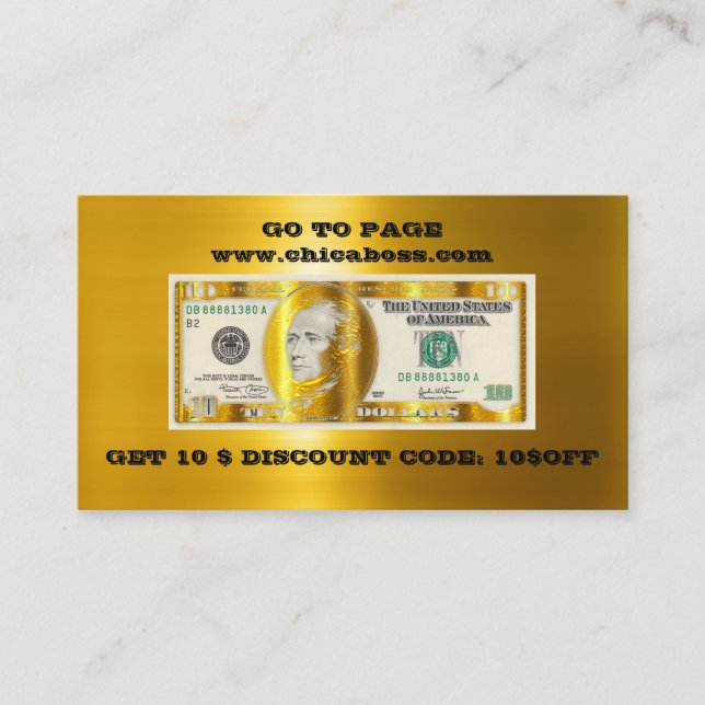 Discount Insert Business Card 10$ Gold QR Logo (Front)