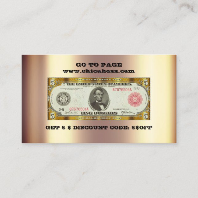 Discount Insert Business Card 5$ Gold QR Code  (Front)