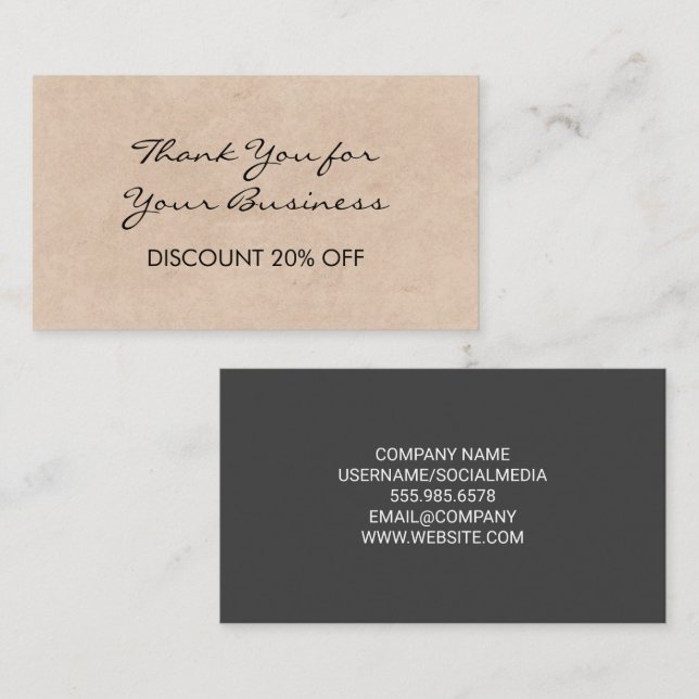 Discount Loyalty Business Card (Front/Back)