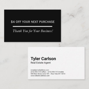 Discount Loyalty Simple Black Business Card