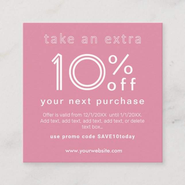 Discount on next purchase business card (Front)