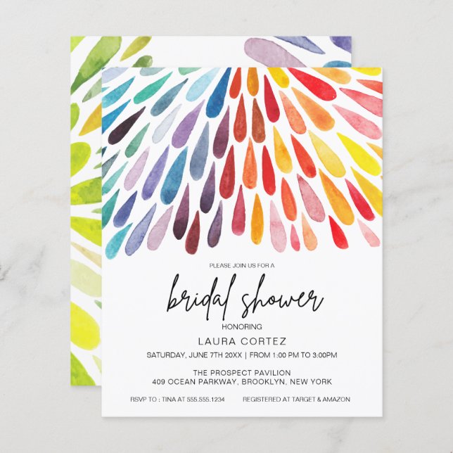 Discount Rainbow Watercolor Bridal Shower (Front/Back)