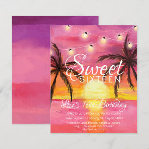 Discount Sweet Sixteen, Beach Birthday Invitations