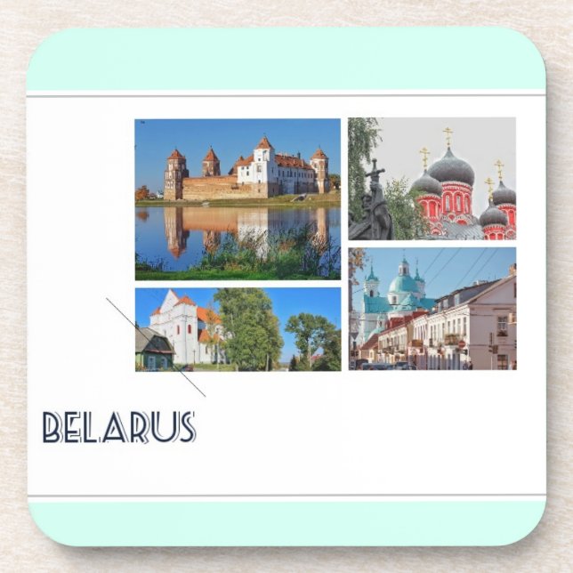 Discover Belarus Collage Architecture Coaster (Front)