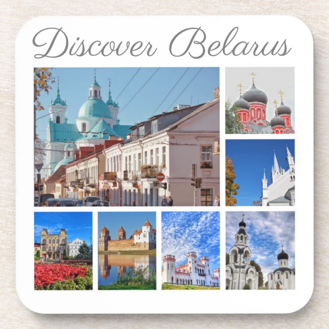 Discover Belarus Collage Architecture Coaster (Front)
