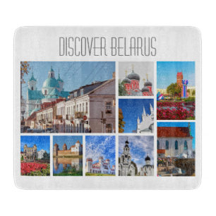 Discover Belarus Collage Architecture Minsk Grodno Cutting Board