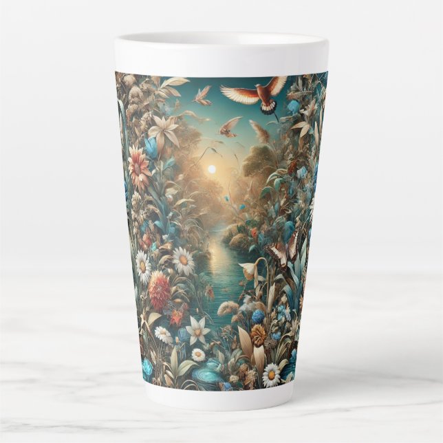 Discover Enchantment in Every Sip Latte Mug (Front)