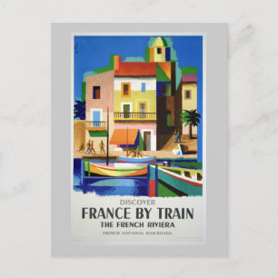Discover France by Train Vintage Poster Postcard