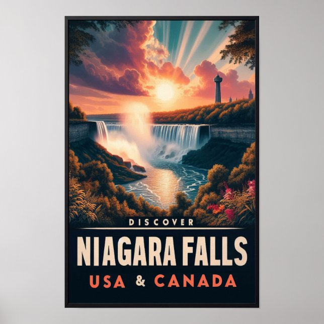 Discover Niagara Falls Vintage Travel Poster (Front)