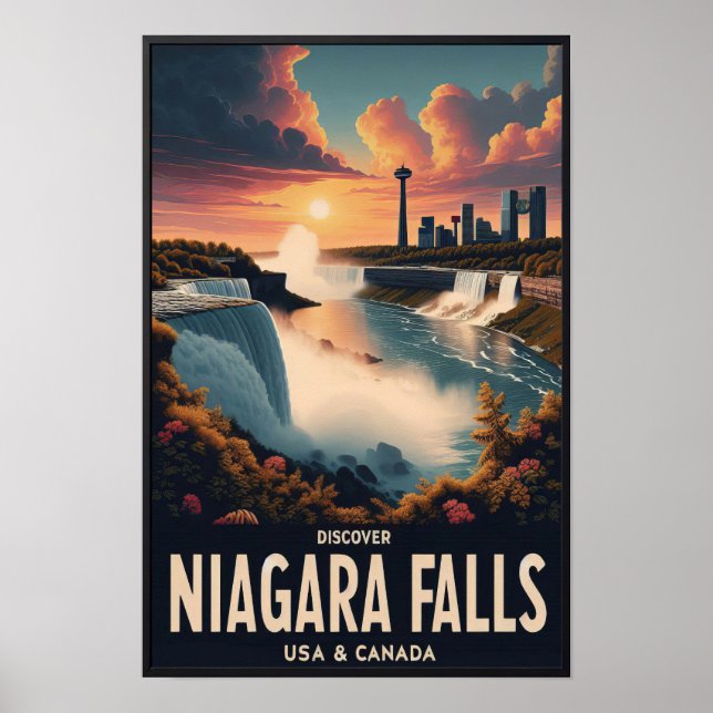 Discover Niagara Falls Vintage Travel Poster (Front)