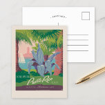 Discover Puerto Rico USA | Vintage Travel Postcard<br><div class="desc">Discover Puerto Rico U.S.A. Where the Americas Meet | This vintage travel poster by Frank S. Nicholson promotes Puerto Rico as an ideal tourist destination with a view of a serene park lined with tall, swaying palm trees. The lush greenery and open layout evoke a sense of tropical tranquillity, inviting...</div>